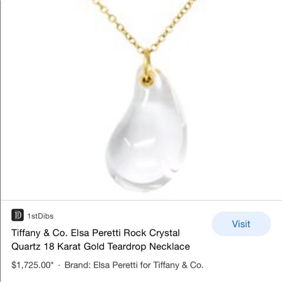 Tiffany Gold Large Quartz Teardrop Pendant Necklace - Picture 9 of 9